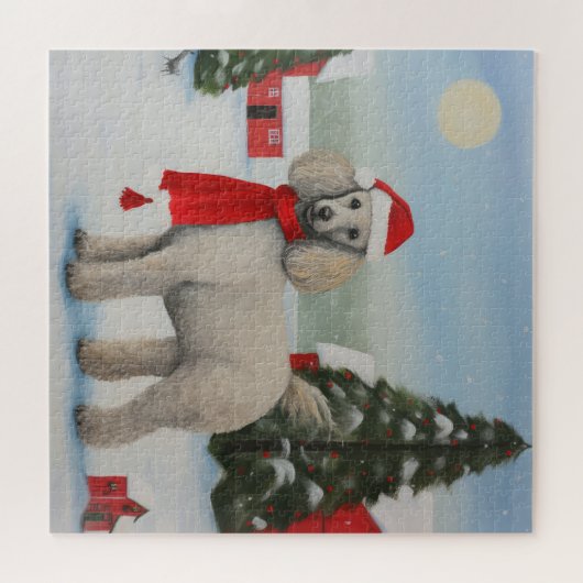 Poedel Hond in Sneeuw Kerstmis Legpuzzel (Horizontaal)