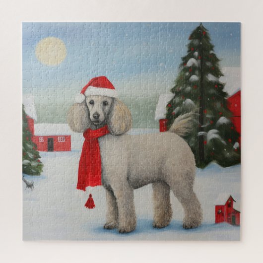 Poedel Hond in Sneeuw Kerstmis Legpuzzel (Verticaal)
