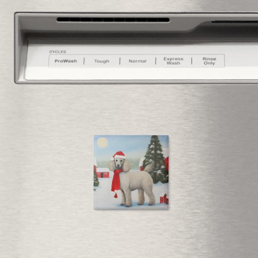 Poedel Hond in Sneeuw Kerstmis Magneet (Insitu (Vaatwasser))