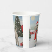 Poedel Hond in Sneeuw Kerstmis Papieren Bekers (Rechts)