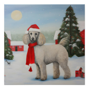 Poedel Hond in Sneeuw Kerstmis Perfect Poster