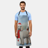 Poedel Hond in Sneeuw Kerstmis Schort (Gedragen)