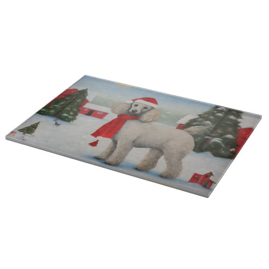 Poedel Hond in Sneeuw Kerstmis Snijplank (Hoek)