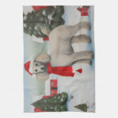 Poedel Hond in Sneeuw Kerstmis Theedoek (Verticaal)
