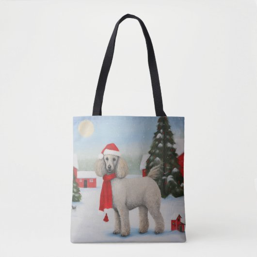 Poedel Hond in Sneeuw Kerstmis Tote Bag (Voorkant)
