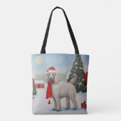 Poedel Hond in Sneeuw Kerstmis Tote Bag (Achterkant)