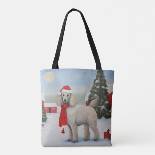 Poedel Hond in Sneeuw Kerstmis Tote Bag (Achterkant)