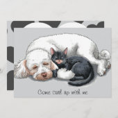 Poedel Hond Kat Komt Lekker Liggen Kerstkaart (Voorkant / Achterkant)