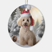 poedel hond kerst aandenken keramisch ornament (Links)