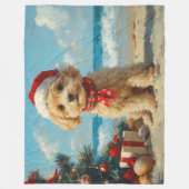 Poedel Hond Kerst  Strand Fleece Deken (Voorkant)