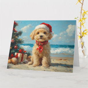 Poedel Hond Kerst  Strand Kaart