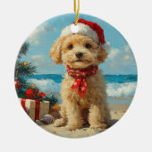 Poedel Hond Kerst  Strand Keramisch Ornament (Voorkant)