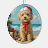 Poedel Hond Kerst  Strand Keramisch Ornament (Links)