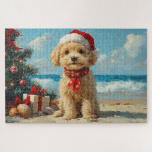 Poedel Hond Kerst  Strand Legpuzzel