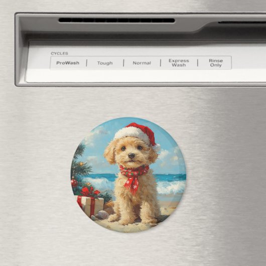 Poedel Hond Kerst  Strand Magneet (Insitu (Vaatwasser))