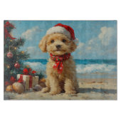 Poedel Hond Kerst  Strand Snijplank (Voorkant)