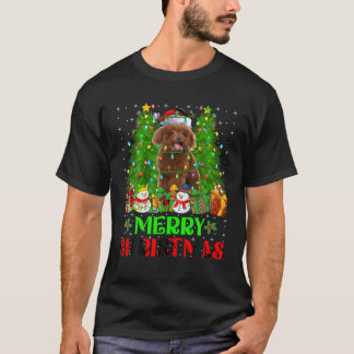 Poedel Hond Kerstboom Lichten Vakantie Santa Poo T-shirt