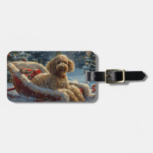 Poedel Hond Kerstfeest Bagagelabel