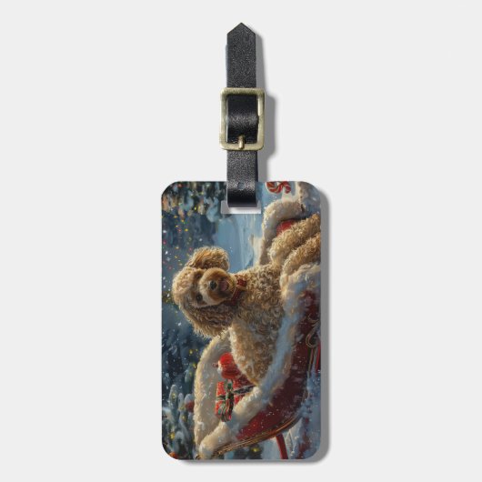 Poedel Hond Kerstfeest Bagagelabel (Voorkant verticaal)