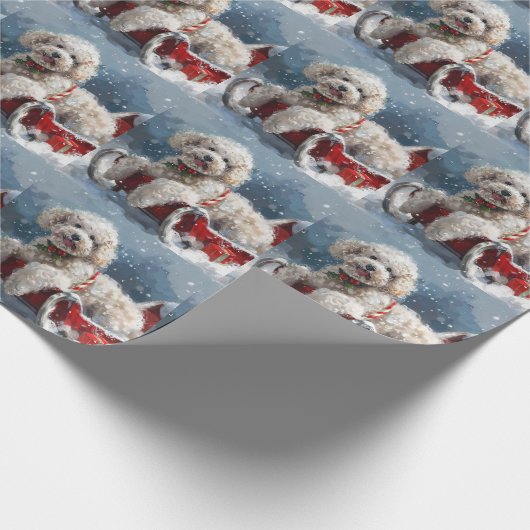 Poedel Hond Kerstfeest Cadeaupapier (Hoek)