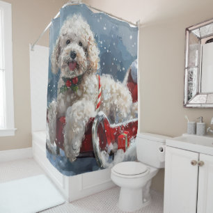 Poedel Hond Kerstfeest Douchegordijn