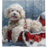Poedel Hond Kerstfeest Douchegordijn (Voorkant)