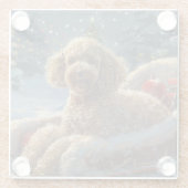 Poedel Hond Kerstfeest Glazen Onderzetter (Achterkant)