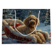 Poedel Hond Kerstfeest Groot Cadeauzakje (Voorkant)