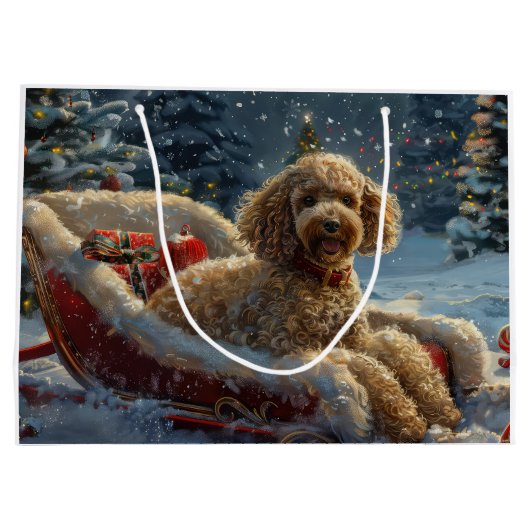 Poedel Hond Kerstfeest Groot Cadeauzakje (Achterkant)