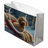 Poedel Hond Kerstfeest Groot Cadeauzakje (Achterkant Gekanteld)