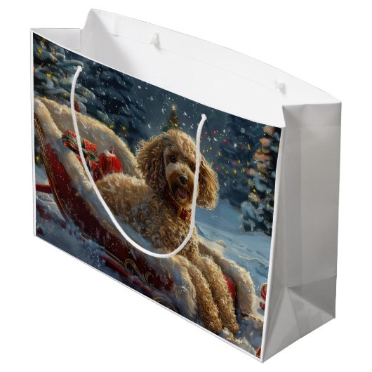 Poedel Hond Kerstfeest Groot Cadeauzakje (Achterkant Gekanteld)