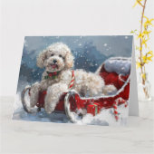 Poedel Hond Kerstfeest Kaart (Gele Bloem)