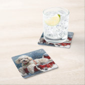 Poedel Hond Kerstfeest Kartonnen Onderzetters (Insitu)