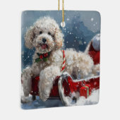 Poedel Hond Kerstfeest Keramisch Ornament (Rechts)