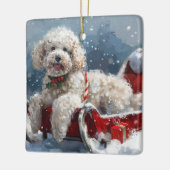 Poedel Hond Kerstfeest Keramisch Ornament (Links)
