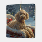 Poedel Hond Kerstfeest Keramisch Ornament (Links)
