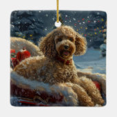 Poedel Hond Kerstfeest Keramisch Ornament (Achterkant)