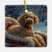Poedel Hond Kerstfeest Keramisch Ornament (Voorkant)