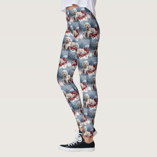 Poedel Hond Kerstfeest Leggings (Links)