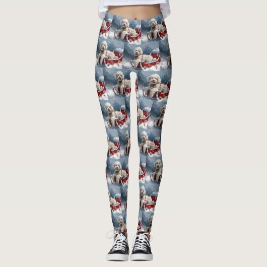 Poedel Hond Kerstfeest Leggings (Voorkant)