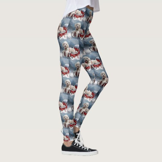 Poedel Hond Kerstfeest Leggings (Rechts)