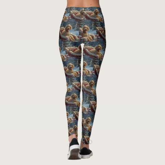 Poedel Hond Kerstfeest Leggings (Achterkant)