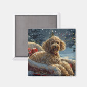 Poedel Hond Kerstfeest Magneet (Voorkant / Achterkant)