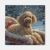 Poedel Hond Kerstfeest Magneet (Voorkant)