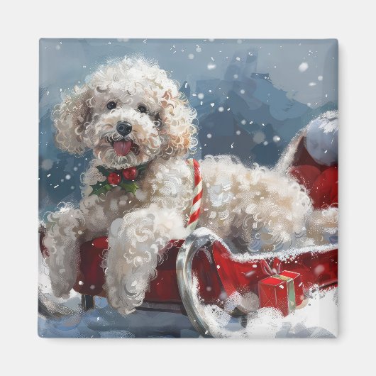 Poedel Hond Kerstfeest Magneet (Voorkant)