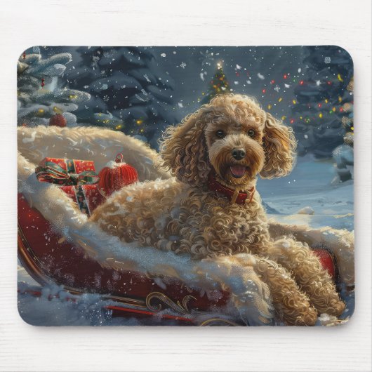 Poedel Hond Kerstfeest Muismat (Voorkant)