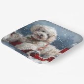Poedel Hond Kerstfeest Papieren Bordje (Gebogen)