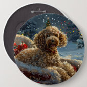 Poedel Hond Kerstfeest Ronde Button 6,0 Cm (Voorkant /achterkant)
