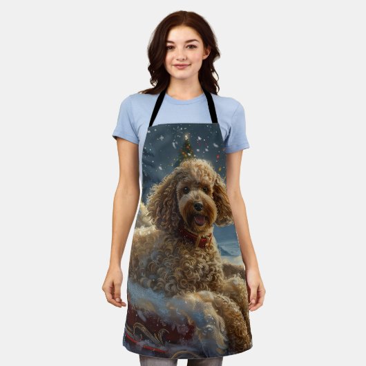 Poedel Hond Kerstfeest Schort (Gedragen)