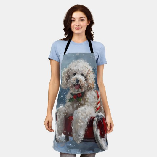 Poedel Hond Kerstfeest Schort (Gedragen)